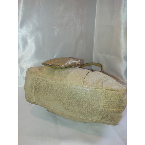 Coach Madison Maggie Hobo Bag/Poppy Wristlet Embossed Leather Metallic Gold W OS - Picture 7 of 10